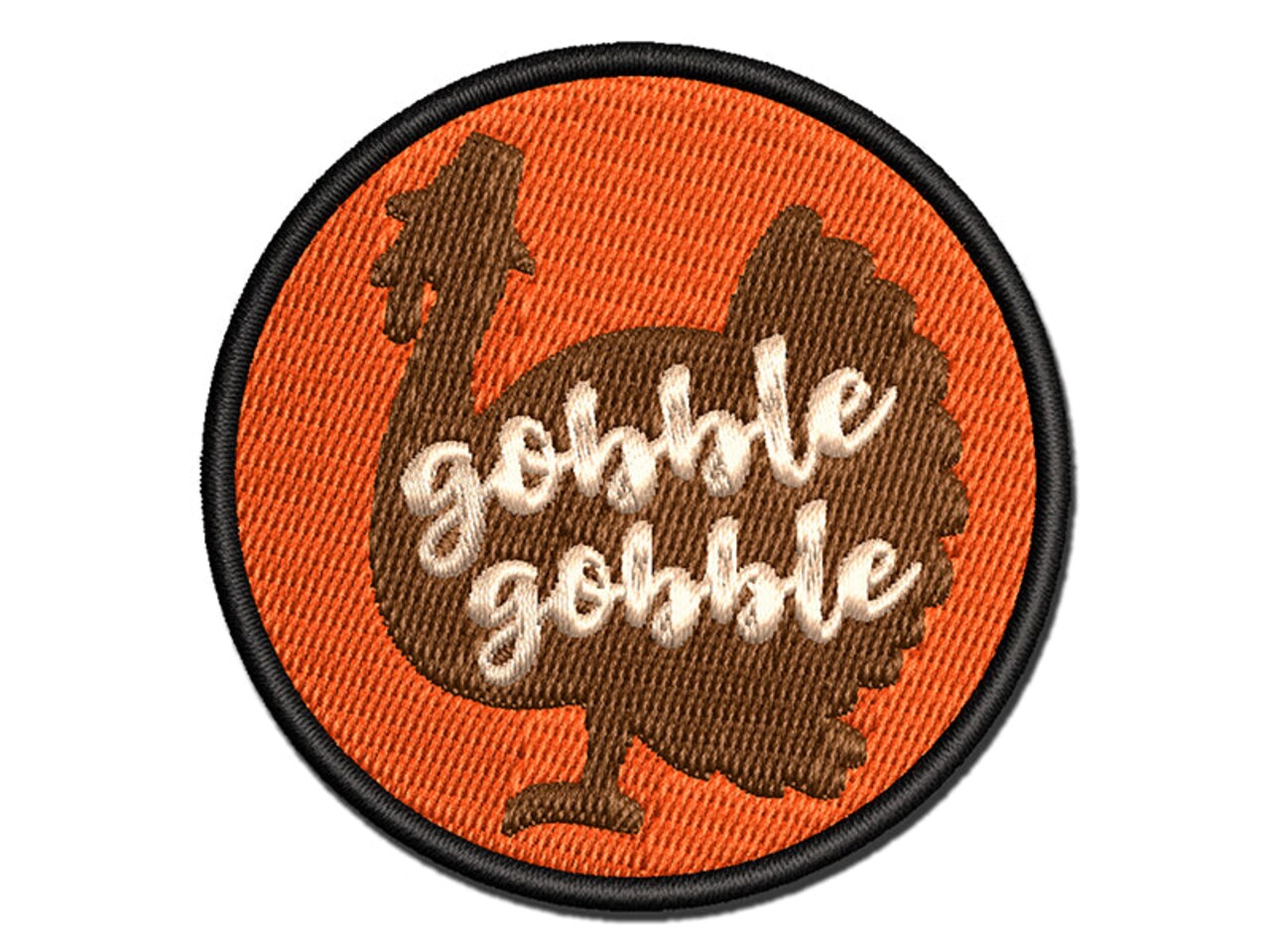 Gobble Gobble Turkey Thanksgiving Multi-Color Embroidered Iron-On or Hook & Loop Patch Applique